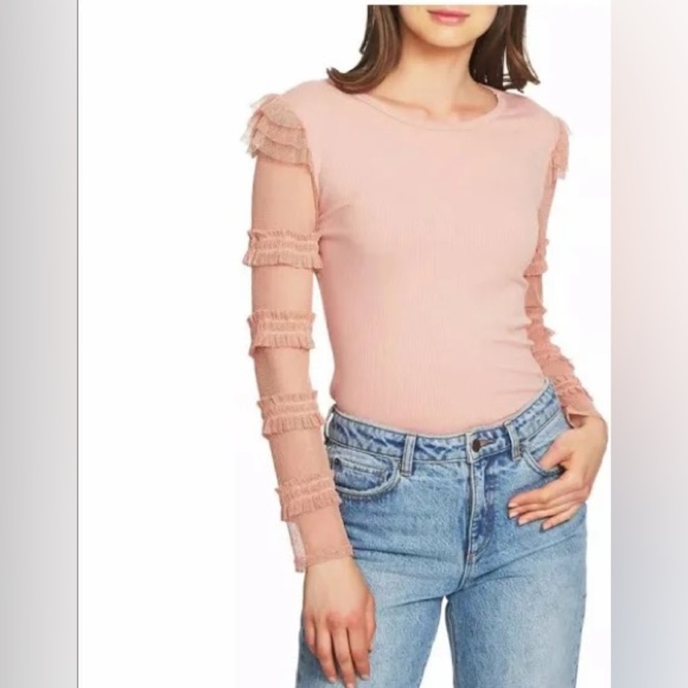 Pink Lace Sleeve Top
